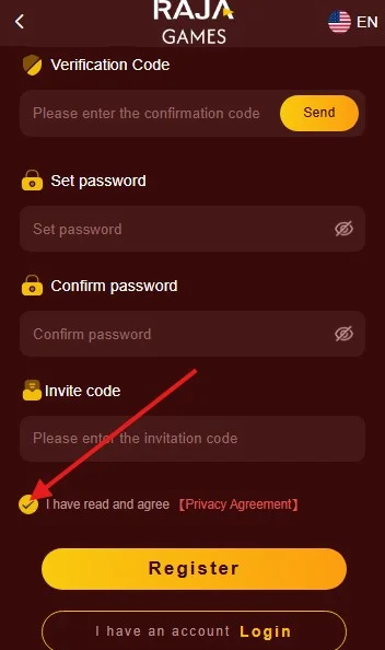 Agree to the privacy agreement
